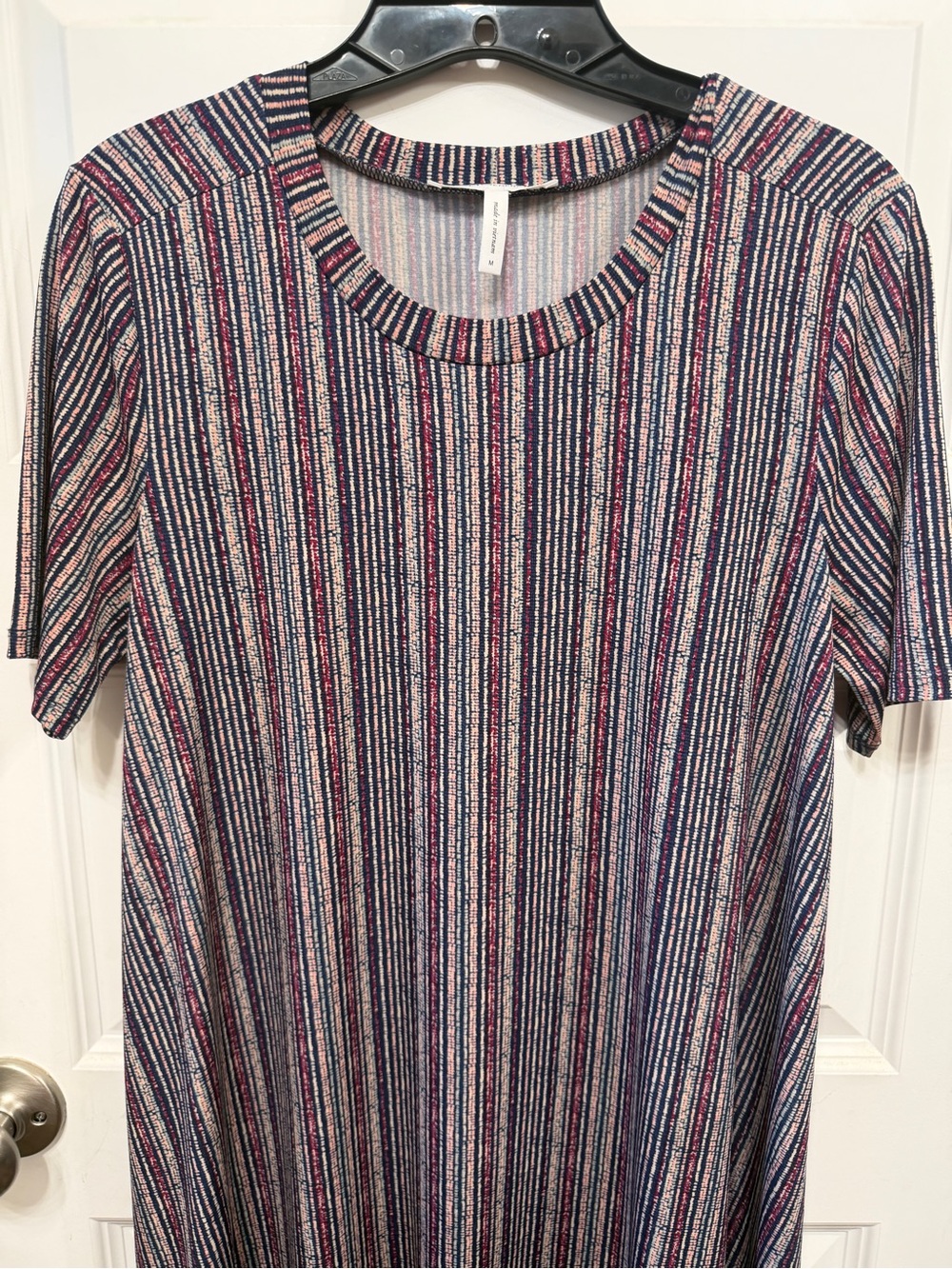 BCBGeneration Navy & Pink Striped Short Sleeve Tee Shirt Dress Medium